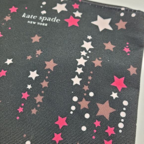 Kate Spade New York Black Twinkle Star Pouch Clutch with Multicolor Pink Stars - Picture 4 of 8
